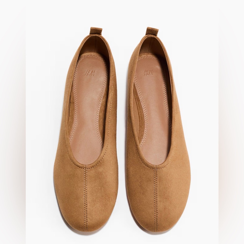 H&M Women's Camel Faux-Suede Ballet Flats